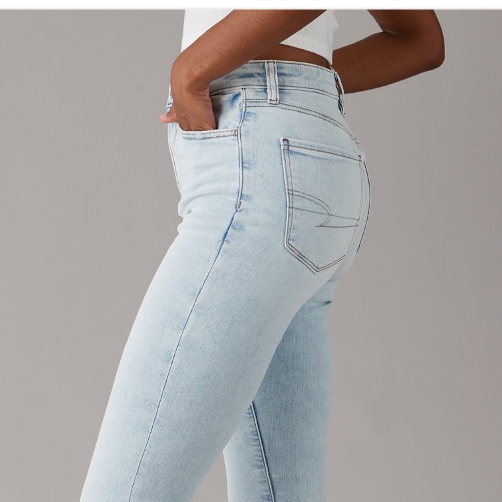 American Eagle Outfitters Skinny Jeans Light Wash Jeggings 10L High Waisted - Picture 4 of 9